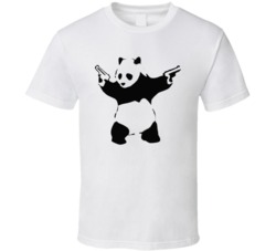 Panda With Guns Banksy Street Art Graffiti Painting Poster Fan T Shirt Panda With Guns Banksy Street Art Graffiti Painting Poster Fan T Shirt