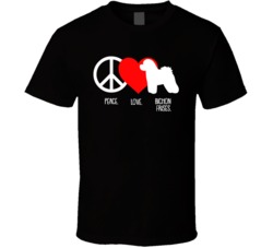 Peace Love Bichon Frises Dog Owner Puppy Fan T Shirt