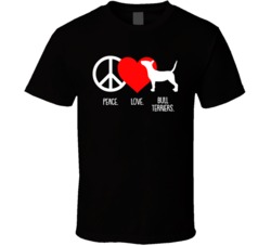 Peace Love Bull Terriers Dog Owner Puppy Fan T Shirt