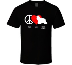 Peace Love Cocker Spaniels Dog Owner Puppy Fan T Shirt