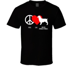 Peace Love English Springer Spaniels Dog Owner Puppy Fan T Shirt