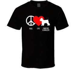 Peace Love Miniature Schnauzers Dog Owner Puppy Fan T Shirt