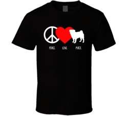 Peace Love Pugs Dog Owner Puppy Fan T Shirt