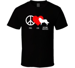 Peace Love Shetland Sheepdogs Dog Owner Puppy Fan T Shirt