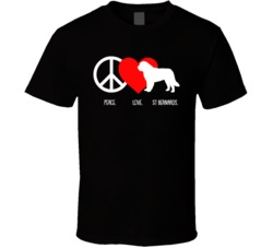Peace Love St Bernards Dog Owner Puppy Fan T Shirt