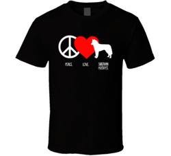 Peace Love Siberian Huskys Dog Owner Puppy Fan T Shirt