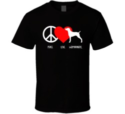 Peace Love Weimaraners Dog Owner Puppy Fan T Shirt