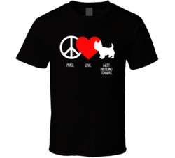 Peace Love West Highland Terriers Dog Owner Puppy Fan T Shirt