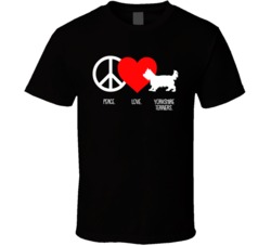 Peace Love Yorkshire Terriers Dog Owner Puppy Fan T Shirt