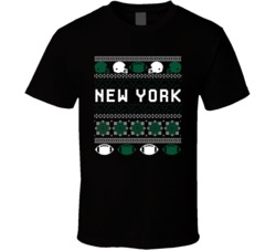 New York J Football Ugly Christmas Sweater 8bit Pixel Art Fan T Shirt