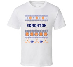 Edmonton Hockey Ugly Sweater 8bit Pixel Fan T Shirt