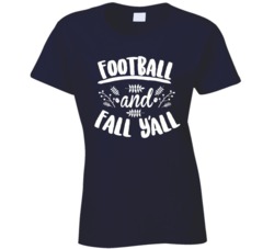 Football And Fall Y'all Womens Navy T Shirt Football And Fall Y'all Womens Navy T Shirt