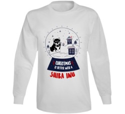 Christmas Is Better With A Shiba Inu Sheepdog Snowglobe Long Sleeve T 
