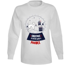 Christmas Is Better With A Poodle Snowglobe Long Sleeve T Shirt