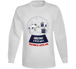 Christmas Is Better With A Portuguese Water Dog Snowglobe Long Sleeve 