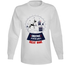 Christmas Is Better With A Great Dane Snowglobe Long Sleeve T Shirt