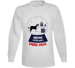 Christmas Is Better With A Border Collie Snowglobe Long Sleeve T Shirt