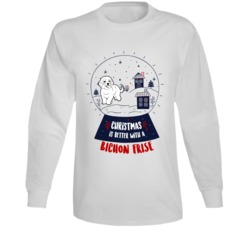 Christmas Is Better With A Bichon Frise Snowglobe Long Sleeve T Shirt