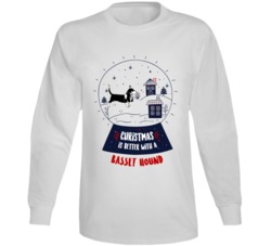 Christmas Is Better With A Basset Hound Snowglobe Long Sleeve T Shirt