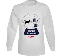 Christmas Is Better With A Beagle Snowglobe Long Sleeve T Shirt