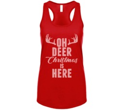 Oh Deer Christmas Is Here Cute Ugly Sweater Knit Womens Tank Top