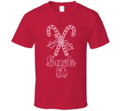 Suck It Candy Cane Funny Adult Christmas Knit T Shirt