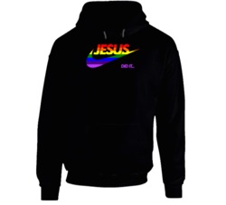 Lgbtq Pride Jesus Did It Nike Parody Funny Hoodie Lgbtq Pride Jesus Did It Nike Parody Funny Hoodie