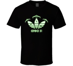 Storm Area 51 Adidas 3 Stripe Parody Funny Ufo T Shirt