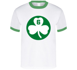 Bill Russell 6 Boston Shamrock White T Shirt