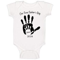 Our First Father's Day 2024 Handprints Baby One Piece Our First Father's Day 2024 Handprints Baby One Piece