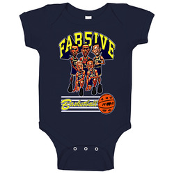 Fab Five Michigan Retro Caricature Navy Baby One Piece Fab Five Michigan Retro Caricature Navy Baby One Piece