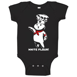 White Flour Power Dough Boy Parody Baby One Piece White Flour Power Dough Boy Parody Baby One Piece