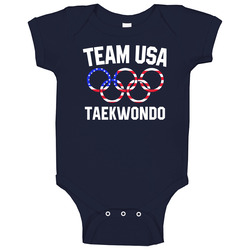 Team Usa Taekwondo Olympics Event Patriotic Rings Baby One Piece Team Usa Taekwondo Olympics Event Patriotic Rings Baby One Piece