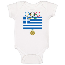 Greece Pyeongchang 2018 Winter Olympics Flag Gold Medal Baby One Piece Greece Pyeongchang 2018 Winter Olympics Flag Gold Medal Baby One Piece