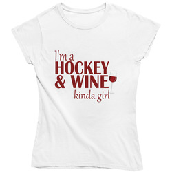 Hockey And Red Wine Kinda Girl Ladies T Shirt Hockey And Red Wine Kinda Girl Ladies T Shirt