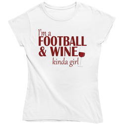 Football And Wine Kinda Girl Ladies T Shirt Football And Wine Kinda Girl Ladies T Shirt