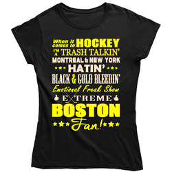 Boston Hockey Fan Ladies T Shirt Boston Hockey Fan Ladies T Shirt