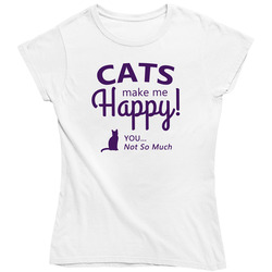 Cats Make Me Happy Ladies T Shirt