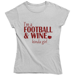 Football & Wine Kinda Girl Ladies T Shirt