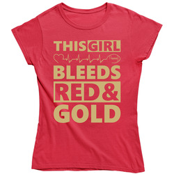 San Francisco 49ers - This Girl Bleeds Red And Gold Ladies T Shirt San Francisco 49ers - This Girl Bleeds Red And Gold Ladies T Shirt