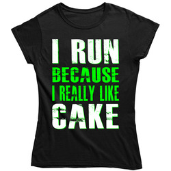 I Run Because I Really Like Cake Gym Workout - Green Ladies T Shirt I Run Because I Really Like Cake Gym Workout - Green Ladies T Shirt
