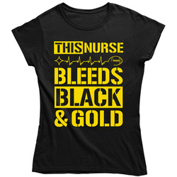 This Nurse Bleeds Black And Gold Updated Ladies T Shirt This Nurse Bleeds Black And Gold Updated Ladies T Shirt