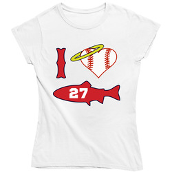 California Angels - I Love Mike Trout - Ladies Fitted Baseball Ladies T Shirt California Angels - I Love Mike Trout - Ladies Fitted Baseball Ladies T Shirt