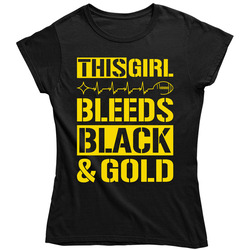 This Girl Bleeds Black And Gold Football Ladies T Shirt This Girl Bleeds Black And Gold Football Ladies T Shirt