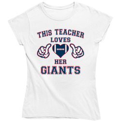 This Teacher Loves Her Giants Football T Shirt - New York Giants Team Colors Ladies T Shirt This Teacher Loves Her Giants Football T Shirt - New York Giants Team Colors Ladies T Shirt