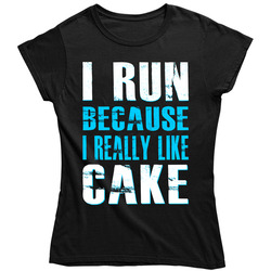 I Run Because I Really Like Cake Gym Workout - Blue Ladies T Shirt I Run Because I Really Like Cake Gym Workout - Blue Ladies T Shirt