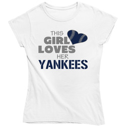 This Girl Loves Her Yankees Baseball T Shirt - New York Yankees Team Colors Ladies T Shirt This Girl Loves Her Yankees Baseball T Shirt - New York Yankees Team Colors Ladies T Shirt