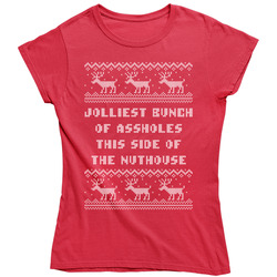 Jolliest Bunch This Side Of The Nuthouse Funny Ugly Christmas Sweater Ladies T Shirt Jolliest Bunch This Side Of The Nuthouse Funny Ugly Christmas Sweater Ladies T Shirt