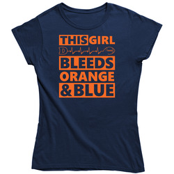 Denver Broncos - This Girl Bleeds Orange And Blue Ladies T Shirt Denver Broncos - This Girl Bleeds Orange And Blue Ladies T Shirt