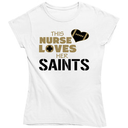 This Nurse Loves Her Saints Football T Shirt - New Orleans Saints Team Colors Ladies T Shirt This Nurse Loves Her Saints Football T Shirt - New Orleans Saints Team Colors Ladies T Shirt